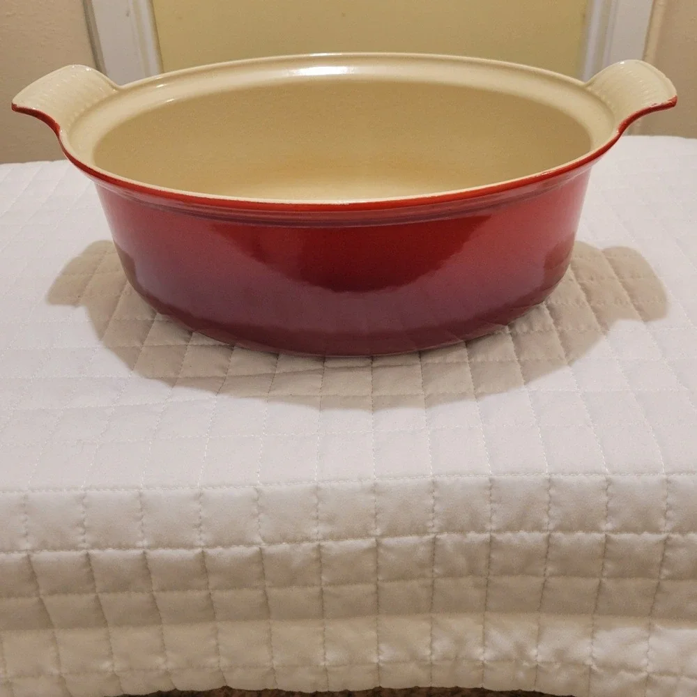 VTG Le Creuset Red Enameled Cast Iron Oval Baker Dutch Oven Casserole 7.25 QT